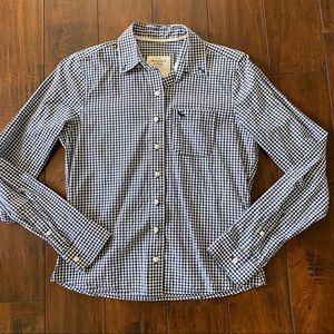 Abercrombie & Fitch Navy Gingham Button Down Sz S